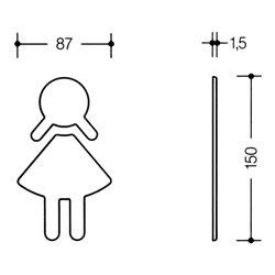 HEWI Symbol Frau 710XA.150.2 VA Farb-Nr.XA B.87mm H.150mm S.1,5mm