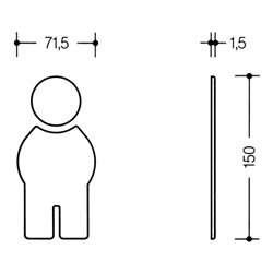 HEWI Symbol Mann 710XA.150.1 VA Farb-Nr.XA B.71,5mm H.150mm S.1,5mm
