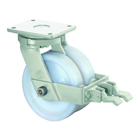 BS Rollen Schwerlastdoppelrolle S120.B15.100 Lenkrolle mit Rad-/Totalfeststeller (Ø 100 + 125 mm Feststeller im Vorlauf), Raddur