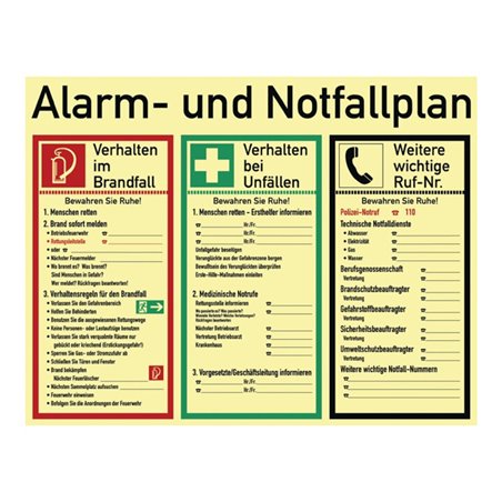 Alarm-/Notfallplan ASR A1.3/DIN 4844-2/BGV A8/DIN 67510 L620xB480mm Ku.