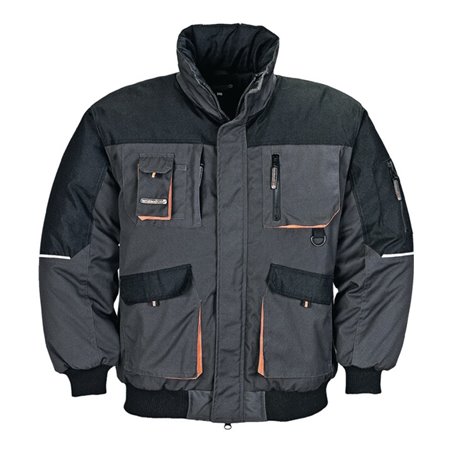 Pilotenjacke Gr.XL dunkelgrau/ schwarz/orange gefüttert 65PES/35CO