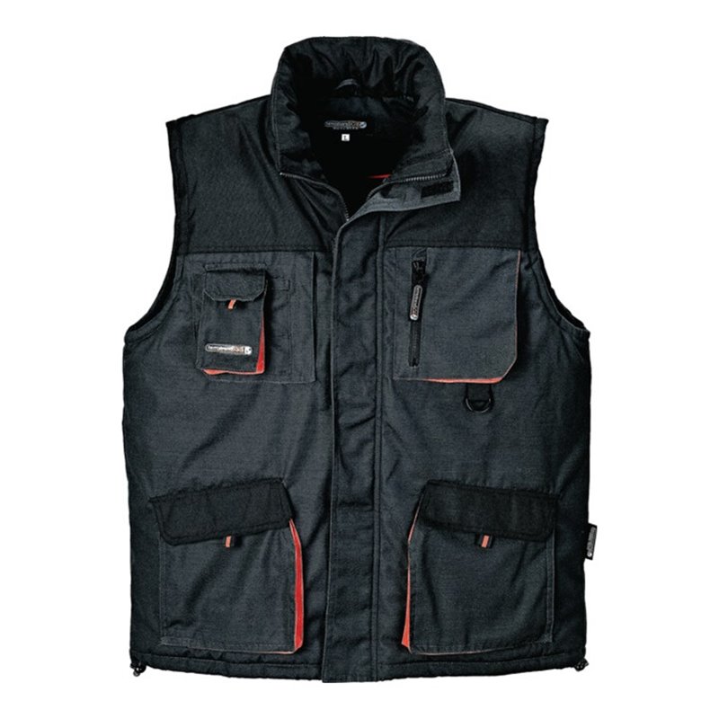 Weste Gr.XXL gefüttert dunkelgrau/schwarz/orange 65%PES/35%CO
