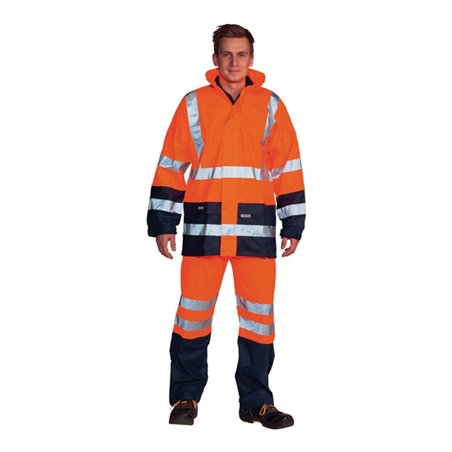 Ocean Warnschutz-Regenjacke orange/marine Gr.M HIGH-VIS Comfort Stretch