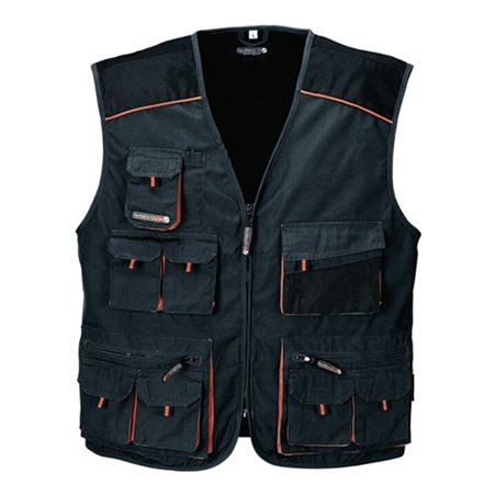 Weste Gr. 60 dunkelgrau/schwarz/orange 65% PES/35% CO TERRATREND