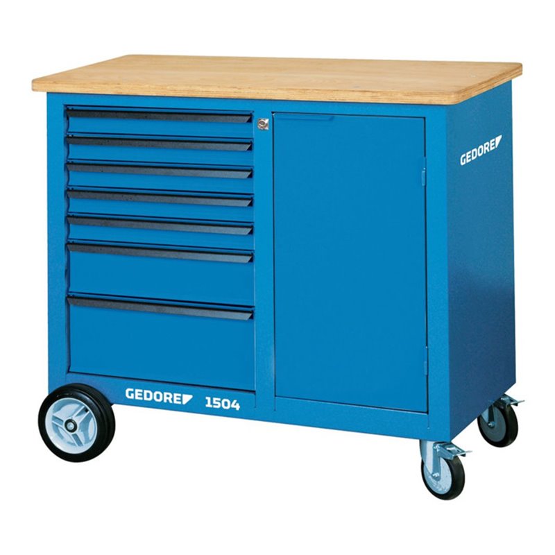 Gedore Rollwerkbank mit 7 Schubladen und Schraubstock