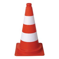 Leitkegel H.750mm tagesleuchtend,2 Streifen G. 3,10 kg,40x40 cm