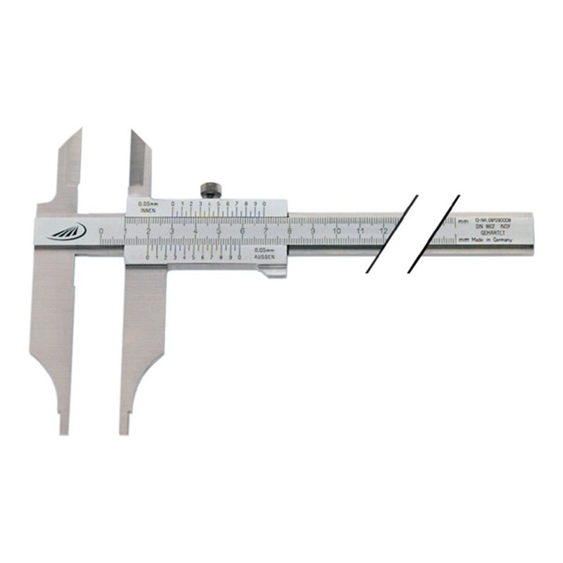 Helios Preisser Werkstattmessschieber DIN 862 200 mm mit Spitzen parallaxfrei Schnabellänge 80 mm