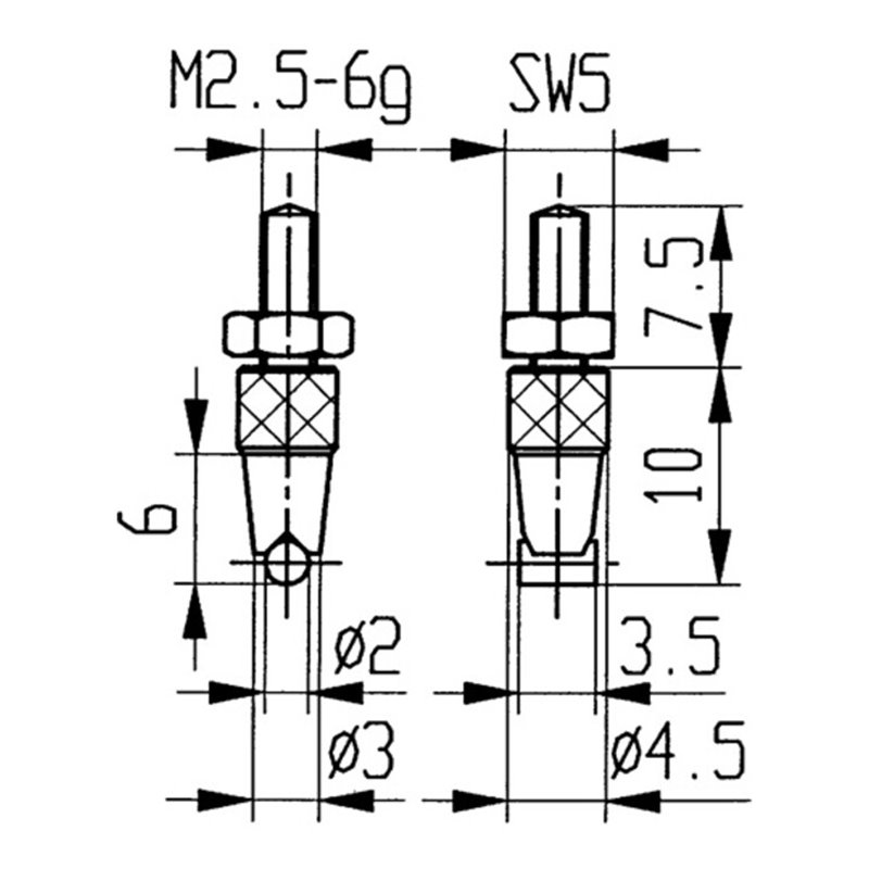 Messeins.D.2mm horiz.Zyl.M2,5 HM z.Messuhren KÄFER