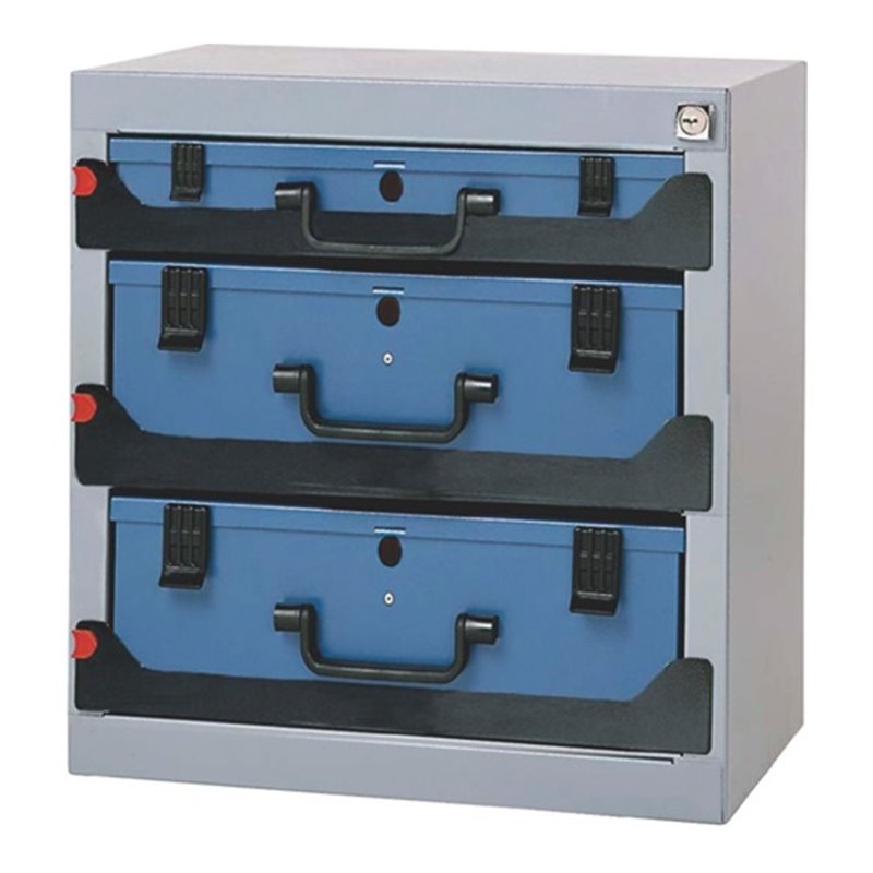 Dinzl Sortimentskastentresor B.416xT.256xH.434mm 3Fächer Einzelverriegelung Stahlblech