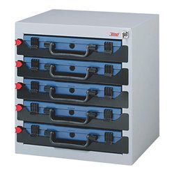 Dinzl Sortimentskastentresor B.416xT.256xH.434mm 5Fächer Einzelverriegelung Stahlblech