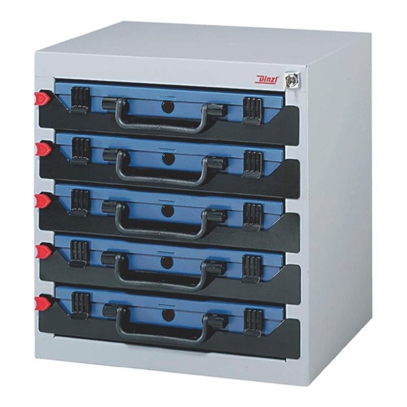 Dinzl Sortimentskastentresor B.416xT.256xH.434mm 5Fächer Einzelverriegelung Stahlblech