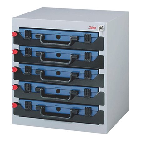 Dinzl Sortimentskastentresor B.416xT.256xH.434mm 5Fächer Einzelverriegelung Stahlblech