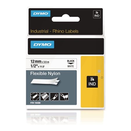 Dymo Schriftband Vinyl B.12mm/L.5,5m schwarz auf weiß f.rauhe Flächen