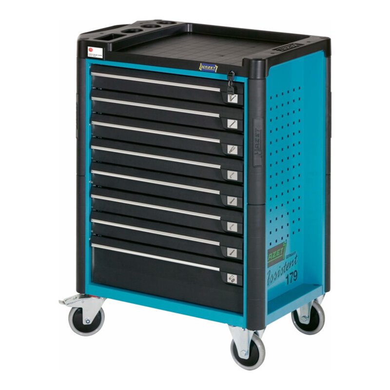 HAZET Werkstattwagen Assistent 179-8 Schubladen flach: 7 x 80 x 527 x 398 mm Schubladen hoch: 1 x 165 x 527 x 398 mm