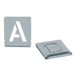 Signierschablonensatz 327 Buchstaben A-Z Schrifthöhe 50mm Zinkblech TURNUS