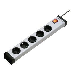 Steckdosenleiste 5fach grau L.5m H05VV-F 3x1mm2 Profi m.Schalter