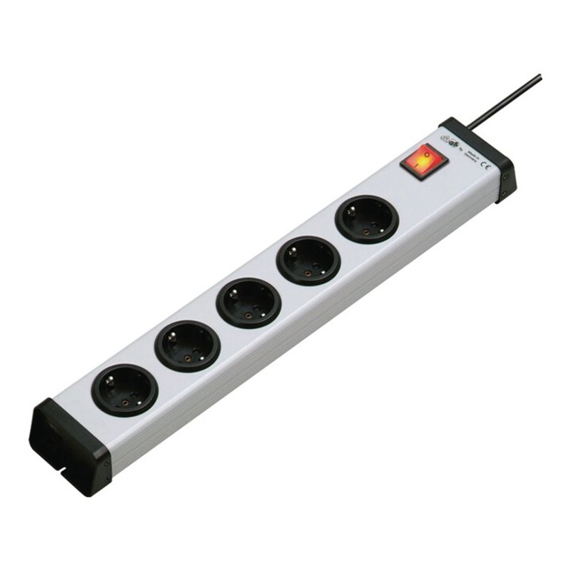 Steckdosenleiste 5fach grau L.5m H05VV-F 3x1mm2 Profi m.Schalter