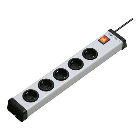 Steckdosenleiste 5fach grau L.5m H05VV-F 3x1mm2 Profi m.Schalter