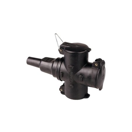 Hängekupplung 10-16 A 250 V schwarz IP44 Vollgummi,3-fach,m.Klappdeckel