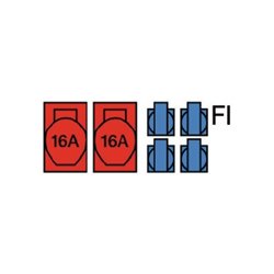 Standstromverteiler CEE 16 A,5-polig 2xCEE 16 A,4x230V, m. FI