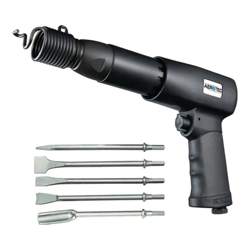 Druckluft-Meißelhammer-Set/ Schlagzahl 3200 min-1/ 5 Meißel 175mm