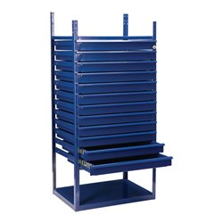 Schubladenelement LOGS 90 H1160xB540xT390mm 12 Schubl.blau RAL 5022 LOGS