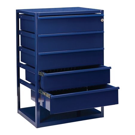Thekenschrank LOGS 190 H795xB540xT390mm 5 Schubl.Fbd.blau RAL 5022 LOGS
