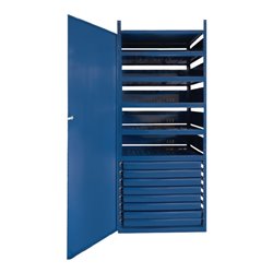 Schrank m.Tür LOGS 145 H1550xB540xT390mm 8 Schubl.5 Fbd.blau RAL LOGS