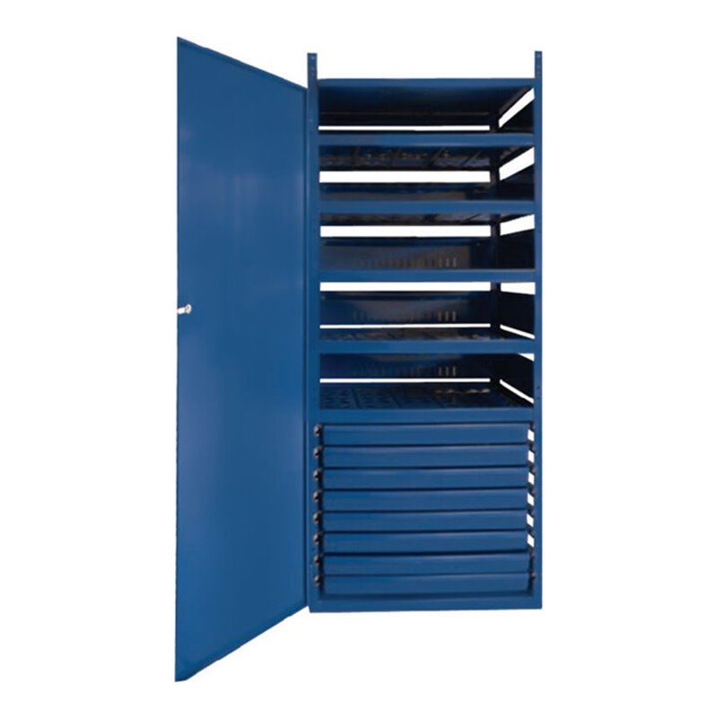 Schrank m.Tür LOGS 145 H1550xB540xT390mm 8 Schubl.5 Fbd.blau RAL LOGS