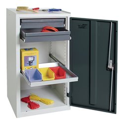 Werkzeug-/Beistellschrank H1000xB500xT500mm 2Schubl.,1BD lichtgrau/anthrazitgrau