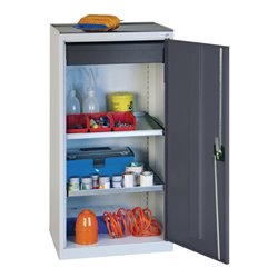 Werkzeug-/Beistellschrank H1000xB500xT500mm 1Schubl.,2BD lichtgrau/anthrazitgrau