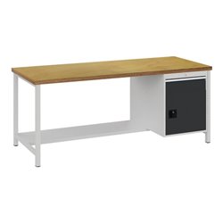 Werkbank lichtgrau grau B2000xH859xT750mm Buche Multiplex 40mm 1 Schubl.1 Tür
