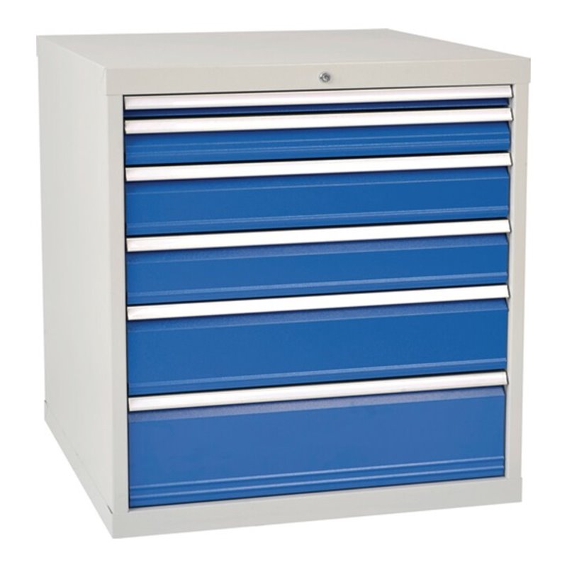 Schubladenschrank H1019xB1005xT736mm lichtgrau/signalblau 6 Schubl.Vollauszug