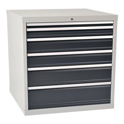 Schubladenschrank H1019xB1005xT736mm lichtgrau/anthrazitgrau 6 Schubl.Vollauszug