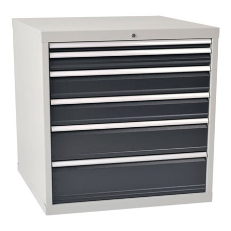 Schubladenschrank H1019xB1005xT736mm lichtgrau/anthrazitgrau 6 Schubl.Vollauszug