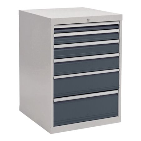 Schubladenschrank H1019xB705xT736mm lichtgrau/grau 6 Schubl.Vollauszug