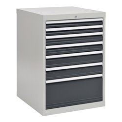 Schubladenschrank H1019xB705xT736mm grau/anthr. 2x75,2x100,2x125,1x300mm Schubl.