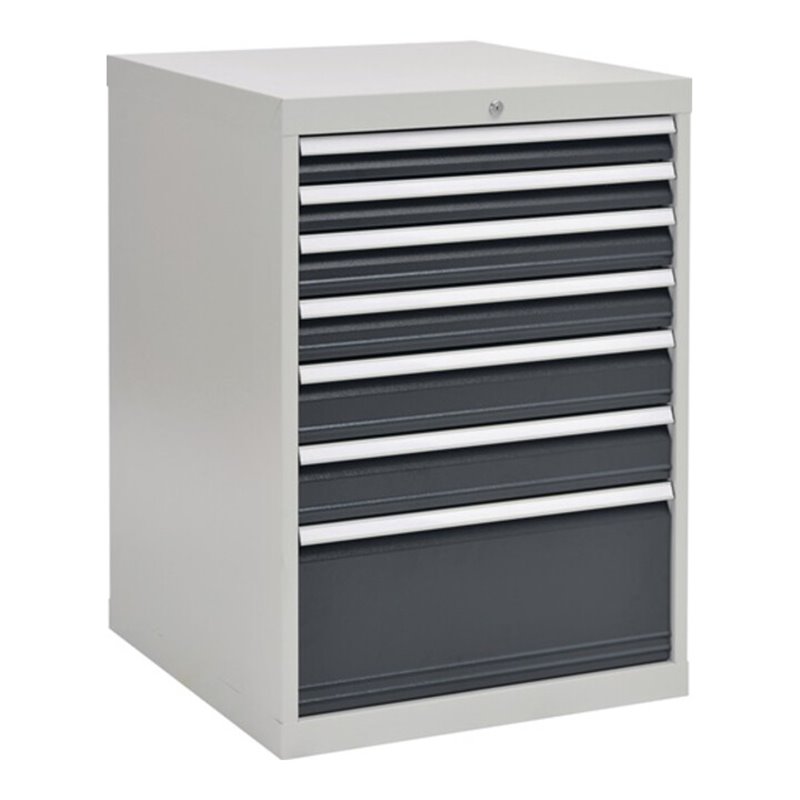 Schubladenschrank H1019xB705xT736mm grau/anthr. 2x75,2x100,2x125,1x300mm Schubl.