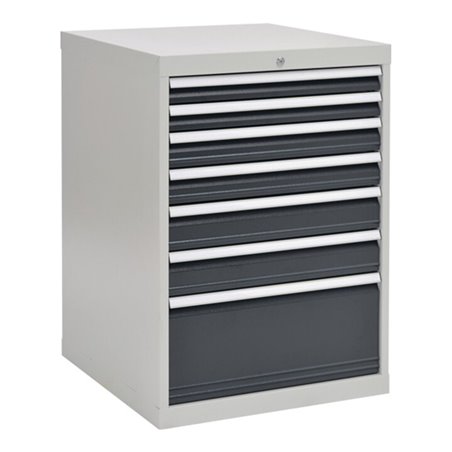 Schubladenschrank H1019xB705xT736mm grau/anthr. 2x75,2x100,2x125,1x300mm Schubl.