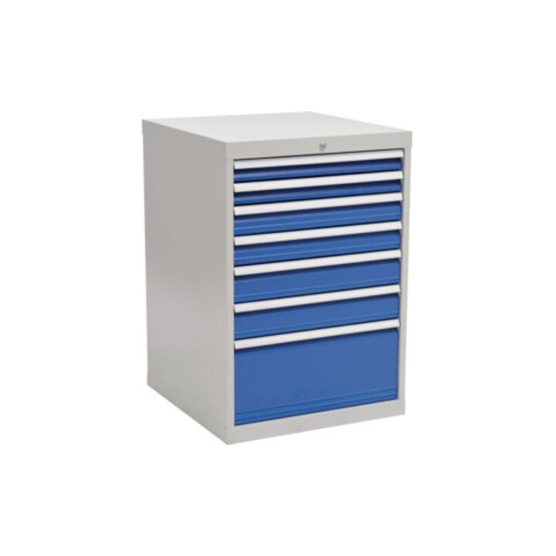 Schubladenschrank H1019xB705xT736mm grau/blau 2x75,2x100,2x125,1x300mm Schubl.