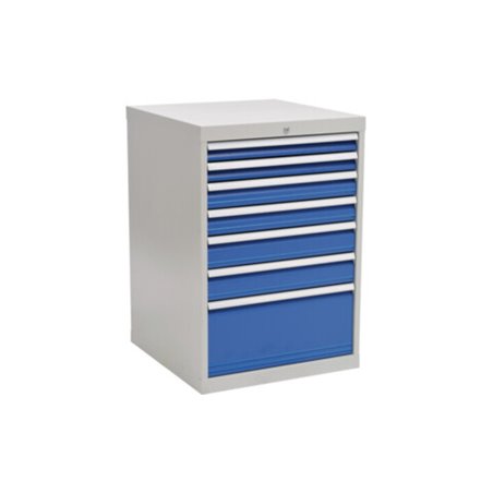 Schubladenschrank H1019xB705xT736mm grau/blau 2x75,2x100,2x125,1x300mm Schubl.
