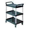 Tischwagen 3Ladeflä. L560xB450mm schwarz/alu Trgf.90kg Holme Alu/Ladeflächen PP