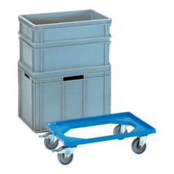 Kistenroller L610xB410mm Kunststoffrahmen blau Trgf. 250kg TPE-Räder FETRA
