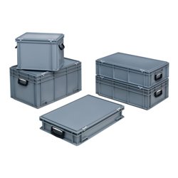Lockweiler Kunststoffkoffer 34l PP m.2Griffen L600xB400xH183mm grau stapelbar