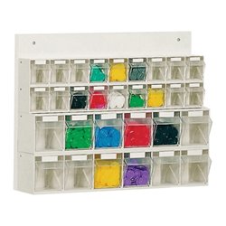 Lockweiler Klarsichtmagazin weiß H410xB600xT108mm 18xGr.A 12xGr.B m.Holzrückwand