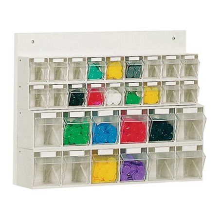 Lockweiler Klarsichtmagazin weiß H410xB600xT108mm 18xGr.A 12xGr.B m.Holzrückwand