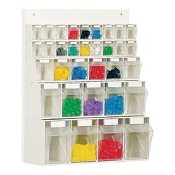 Lockweiler Klarsichtmagazin weiß H684xB600xT185mm 18xGr.A 6xGr.B 5xGr.C 4xGr.D m. Rückwand