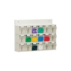 Lockweiler Klarsichtmagazin weiß H410xB600xT108mm 18xGr.B m.Holzrückwand