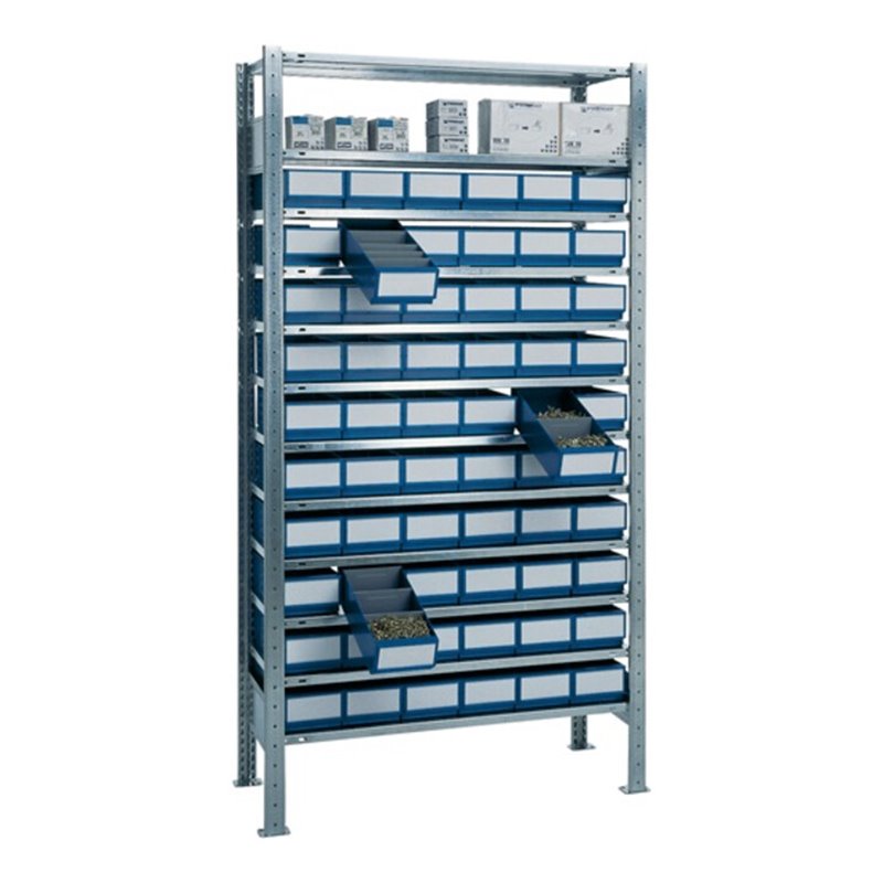 Steckregal H2000xB1000xT400mm Anbauregal 12 Stahlböden 60 x L 400mm blau