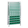 Steck-Anbauregal H2000xB1000xT400 14 Böden Lagerbox 60xGr.3,15xGr.4,24xMK4 grün